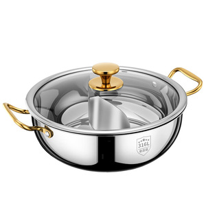316L Stainless Steel Dual Compartment Hot <b>Pot</b> <b>Large</b> Capacity With Lid For Electric Stove Home Use - Product Image 1