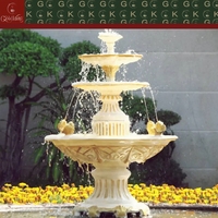 Fontaine à trois niveaux en grès beige pour jardin de villa privée GOLDKING, conception personnalisée, fourniture directe d'usine pour projets de grande envergure