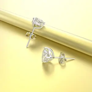 Fashion VVS White Brilliant Round Diamond Cut Moissanite Earrings Women 925 Sterling Silver Jewelry