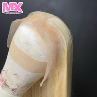 Peluca frontal de encaje 13x4 pre-arrancada, rubia 613, transparente, 100% cabello humano virgen brasileño liso sin procesar