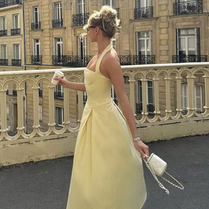 2025 New Women Elegant Solid Color Bow Neck A-Line Maxi <b>Dress</b> Woven Eco-Friendly <b>Tummy</b> <b>Control</b> Summer Beach Party Guest - Product Image 6