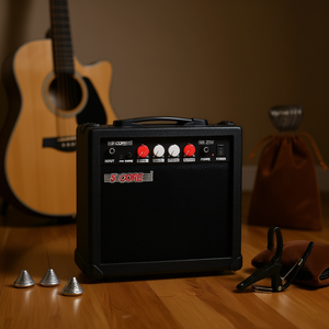 Amplificateur de guitare électrique portable 5 cœurs 20W avec haut-parleur de 6,5 pouces et entrée auxiliaire pour lecteurs de musique - Product Image 2