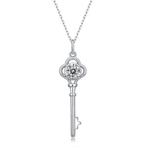 Collier pendentif Moissanite 1 carat en argent sterling 925 en forme de clé Bijoux de mariage et de fiançailles élégants Collier pour femmes - Product Image 1