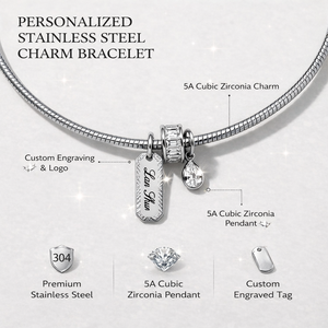 Collar de Acero Inoxidable Personalizado con Dije y Logotipo Grabado, Zirconia Cúbica 5A, Impermeable e Hipoalergénico - Product Image 2