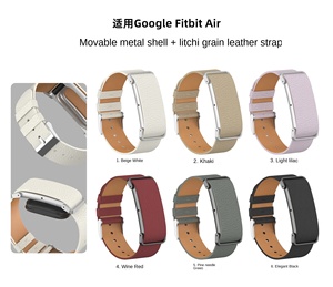 Bracelet de montre intelligente en cuir véritable texturé, bracelet de remplacement pour Fitbit Air, cadre en aluminium, boucle à ardillon - Product Image 1
