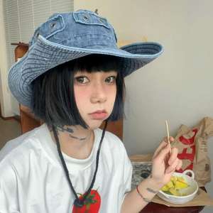 Sombrero de Pescador de Mezclilla Lavada, Ala Ancha, Unisex, Protección Solar para Verano, Pesca y Senderismo - Product Image 1