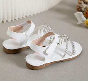 Sandalias de Playa Blancas para Niñas al por Mayor, Antideslizantes, con Suela Plana y Cristales, para Edades de 3 a 15 Años - Product Image 5
