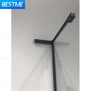 Cabina de ducha de lujo con marco de aluminio, puerta de vidrio de baño curvada negra con apariencia recta para hoteles - Product Image 3