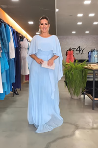 YQY9948 Vestidos <span class=keywords><strong>de</strong></span> Noche Elegantes con Diseño Moderno <span class=keywords><strong>para</strong></span> Mujer, Vestidos Largos <span class=keywords><strong>de</strong></span> Cintura Alta, <span class=keywords><strong>Vestido</strong></span> <span class=keywords><strong>de</strong></span> Gasa Plisado <span class=keywords><strong>para</strong></span> Dama - Product Image 2