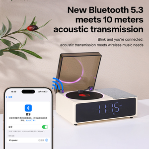 <span class=keywords><strong>Retro</strong></span> Turntable Loa Với Tiếng Ồn Trắng Không Dây Màu Xanh Răng Loa Vinyl Ghi Máy Nghe Nhạc Âm Thanh Stereo Âm Thanh Bt Loa Với TF Thẻ - Product Image 4