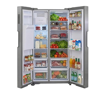 Réfrigérateur encastrable à deux portes en acier inoxydable, sans givre, avec distributeur de glace, capacité de <span class=keywords><strong>300</strong></span> à 399 L, pour une utilisation domestique en cuisine - Product Image 1