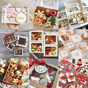 Caja para galletas de cartón cuadrado reciclable con ventana, diseño personalizado para pastelería - Product Image 4