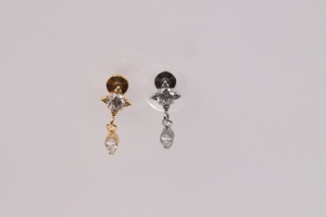 Novedad: Pendientes de titanio F136 chapados en oro de 24K con circonita talla marquesa y diseño de garra de estrella polar, ideales para bodas, regalos o fiestas. - Product Image 4