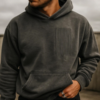 Sudadera con Capucha Extra Grande de Estilo Urbano Vintage para Hombre, Tejido Lavado, Logotipo en Relieve 3D, Personalizada, OEM
