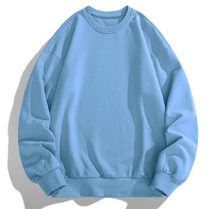 Sudadera Blanca de Cuello Redondo para Hombre, Manga Larga, Corte Regular, Informal, de Punto, de Algodón, Color Sólido - Product Image 5