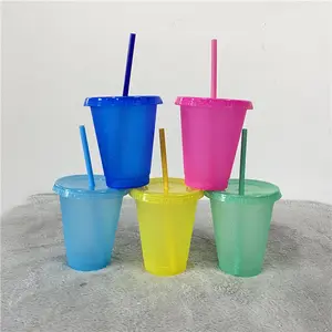 Classic design Reusable hard Plastic Venti glitter summer cups with Lids and Straws for cold water drinking BPA free