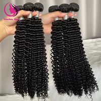 Pas cher Naturel Noir 10A Brésilien Raw Virgin Cuticule Aligné Machine Double-Trame Droite Bouclés Paquets de Cheveux Humains