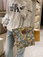 Bolso de hombro de lona para mujer y niña, bolso cruzado de tela no tejida para trabajo en la playa, escuela, viajes, compras