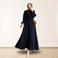 Vêtements Musulmans Arabes Printemps Nouvelle Mode Robe Ample à Manches Longues à Grand Volant Coupe Évasée Jupe Abaya Élégante