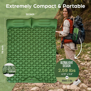 Matelas <span class=keywords><strong>de</strong></span> <span class=keywords><strong>couchage</strong></span> double ultraléger, imperméable, gonflable, avec pompe à pied intégrée, portable, pour le camping, la randonnée, les voyages - Product Image 6