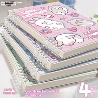 Carnet d'étudiant mignon et adorable à motif de dessin animé, classeur à feuilles mobiles de haute qualité, carnet à grille détachable - Cadeau idéal