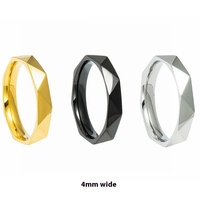 Bague en acier au titane de style européen et américain pour femmes avec visage géométrique transfrontalier en diamant Trendy Ins Niche Cold Stainless Steel