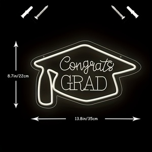 Congrats Grad segno al Neon bianco segno LED luce al Neon per la classe di festa di compleanno evento festa Grad decorazione della parete - Product Image 3