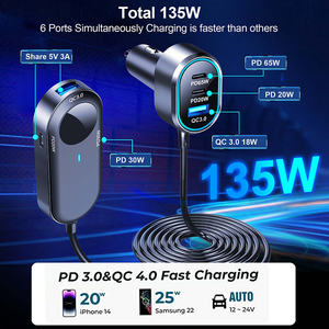 Chargeur <span class=keywords><strong>USB</strong></span>-<span class=keywords><strong>C</strong></span> rapide multiport pour voiture, adaptateur de charge pour allume-cigare avec <span class=keywords><strong>c</strong></span>âble de charge - Product Image 3