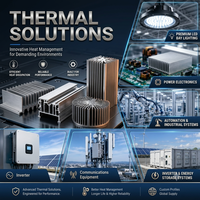 Dissipateur thermique carré en aluminium extrudé sur mesure série 6000, anodisé pour l'électronique de puissance LED, fabrication OEM, découpe et soudage