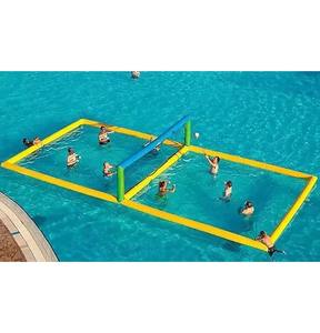 Ensemble de terrain de volley-ball gonflable commercial | Système de filet de piscine flottant bleu pour piscines de plage et creusées extérieures - Product Image 3