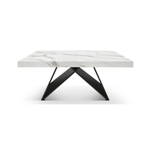 Giuseppe <b>Extendable</b> <b>Table</b> <b>White</b> Statuary Marble Crossed Legs Indoor <b>Dining</b> - Product Image 1