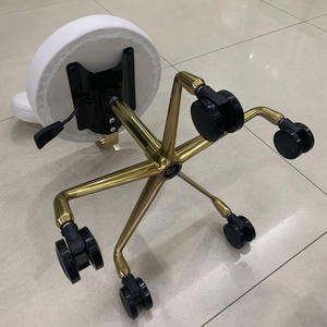 Gold Base PU Leather Nail Salon Spa Pedicure Technician Saddle Chair Massage Function LED Lamp Customizable Color High Load - Product Image 6