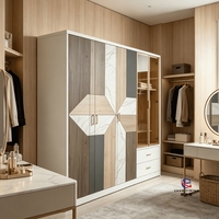 Armoire de chambre à coucher en acier imprimé avec tiroirs, armoire de rangement pour vêtements en métal robuste avec système de verrouillage sécurisé