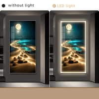 Peinture Diamant LED Moderne Scène Nocturne Magnifique Paysage Marin Vertical Accessoire Lumineux pour Salon et Hôtel Papier à Thème Paysage