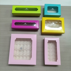 Toptan özelleştirilmiş lüks ambalaj 6 7 8 10 12 24 Macaroons Mini makaron paketi kutusu ile temizle pencere ve plastik eklemek - Product Image 1