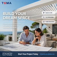 Pergola extérieure TOMA en aluminium étanche avec design à lames orientables, pergola de balcon moderne en aluminium horizontal pour appartement