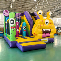 Château gonflable commercial en PVC avec monstres de dessin animé, combo château gonflable pour enfants avec toboggan pour la location événementielle
