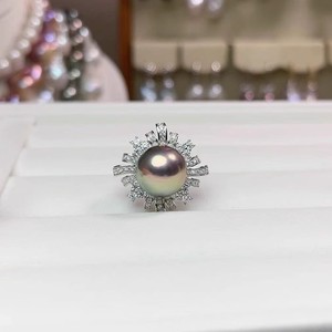 10635 Accessoires en perles DIY, bague en argent S925, support creux pour plusieurs perles, édition épaisse, incrustation de diamants taillés, bijoux en argent 3-4 mm - Product Image 4