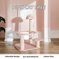 Arbre à chat d'intérieur en sisal rose écologique, hauteur 65 cm, emballé en carton