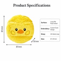 JLY Houpette à poudre en forme de canard de dessin animé mignon, en velours à poils longs brodé, pour poudre libre, logo personnalisé, OEM ODM, outil de maquillage, cadeau