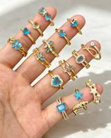 Bagues en cuivre romantiques personnalisées, ajustables, avec pierres rouges, roses et turquoise, plaquées or 18 carats, tendance, motif cygne, taille unique pour toutes les femmes, accessoires