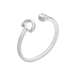 Anillo Ajustable con Inicial <span class=keywords><strong>de</strong></span> Letra del Alfabeto, Incrustado con Circonita Cúbica y Diamantes en Oro <span class=keywords><strong>de</strong></span> 18k, Modelo RM1530, Fino, Delicado y Mini - Product Image 6