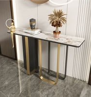 Console d'entrée moderne en marbre de luxe italien, table murale minimaliste pour couloir avec dalle de pierre pour salon