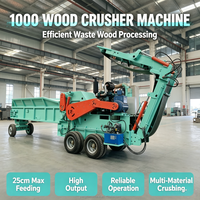Broyeur à bois mobile diesel modèle 1000, capacité 8t/h, diamètre max. 25cm, haute productivité pour bûches, branches, déchets de bois