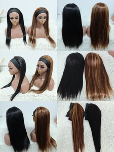Letsfly 52$ Promotion Headband <b>Wigs</b> 22inch Straight Natural Black Highlight Color 100% Human Hair <b>Wigs</b> Wholesale 210gram Stock - Product Image 2