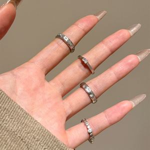 Dylam Top Fine Jewelry S925 <b>Silver</b> Brushed Sanding Surface <b>Solitaire</b> Rectangle 5A Zirconia Diamond Wedding Promise Women <b>Rings</b> - Product Image 3