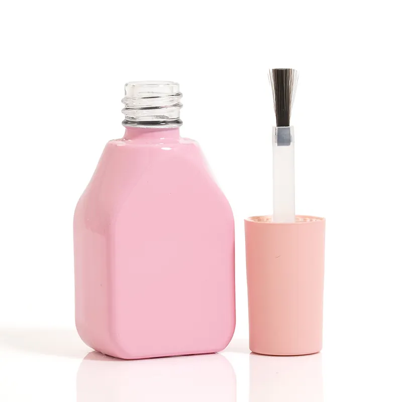 ユニークな形状のピンクのトップコートボトル10Ml赤いガラスマニキュアボトル空のジェルポリッシュボトル