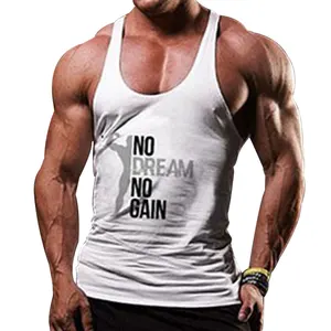 Snelle Levering Custom Logo Man Gym Dragen 95 Katoen 5 Spandex Sport Tank Top Mouwloos Vest