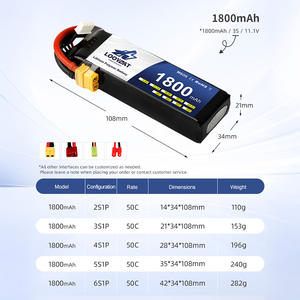 लुएबैट डाय ड्रोन लिपो बैटरी 4s 6s 1800mah 14.8v 22.2v 50c के लिए <span class=keywords><strong>3</strong></span>-5 इंच श्रृंखला ड्रोन rc fpv क्वांकोटर लिथियम आयन पैक - Product Image 1