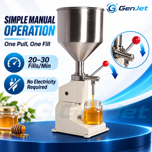 Máquina de Llenado Manual de Pistón GenJet A03 de <span class=keywords><strong>5</strong></span> a 50 ml con Tolva de 10 L para Miel, Salsas, <span class=keywords><strong>Aceite</strong></span> de Cocina y Geles de Flujo Libre - Product Image 3